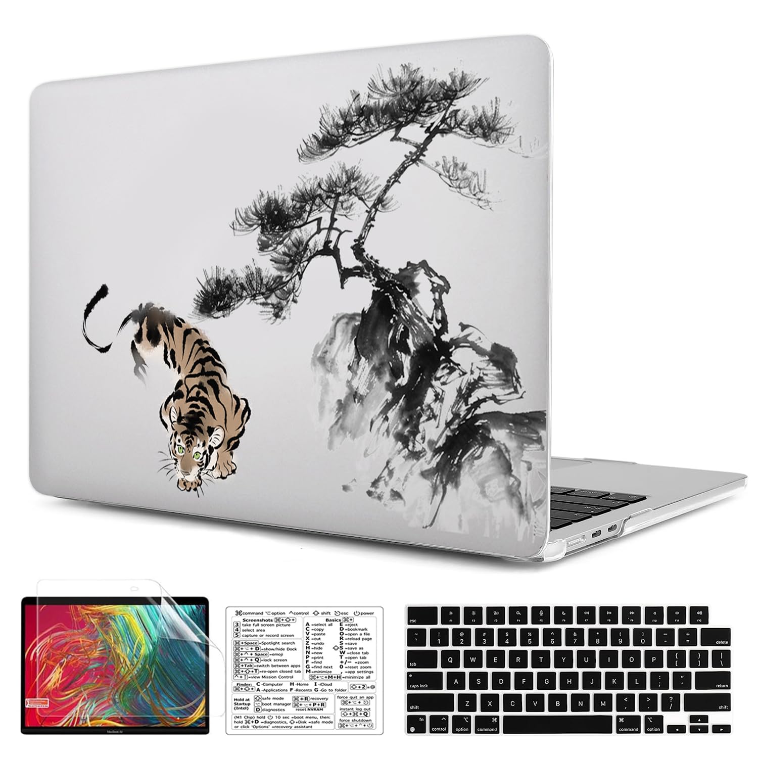 QCzyc Compatible with MacBook Air 15 inch Case M4 2025 2024 2023 Release A3241 M3 A3114 M2 A2941 Plastic Shell Case with Keyboard Cover & Mac OS
