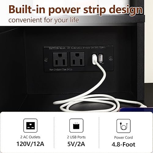 Miniatura 4 de usikey Juego de tocador grande con espejo iluminado y estación de carga, tocador de maquillaje con 4 estantes de almacenamiento y 4 cajones,