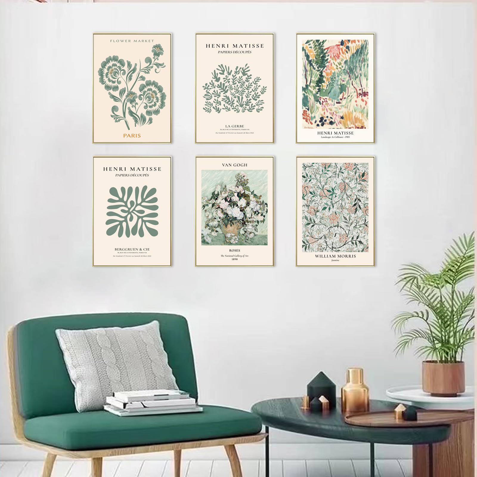 Retro-Blumen-Poster Set – 6 Dänische Pastell-Drucke, 20,3x25,4 Cm, Ungerahmt, Für Wanddekoration