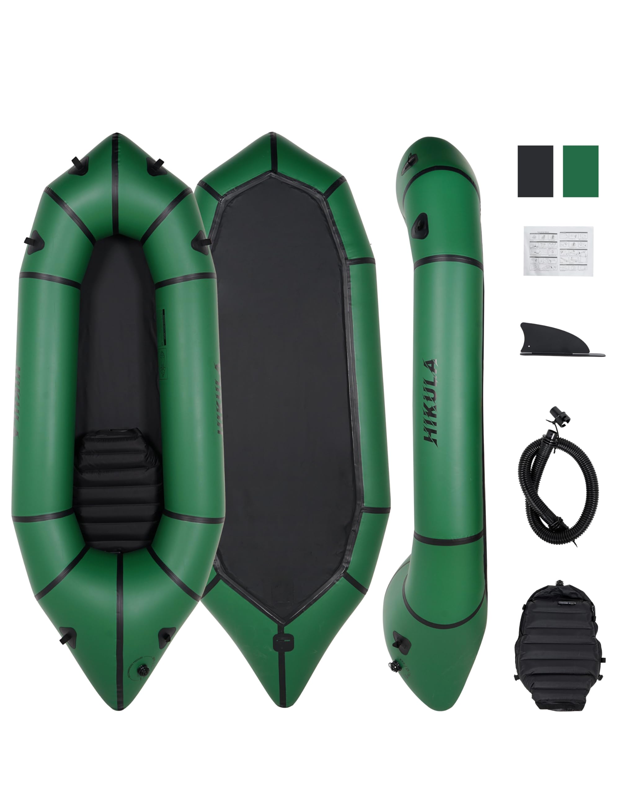 HIKULA Lightweight Packraft TPU - Inflatable Kayak for Adults & Kids, Durable, Compact, Rapid Inflate, for Flat Water Rafting, Bicycle Drifting,
