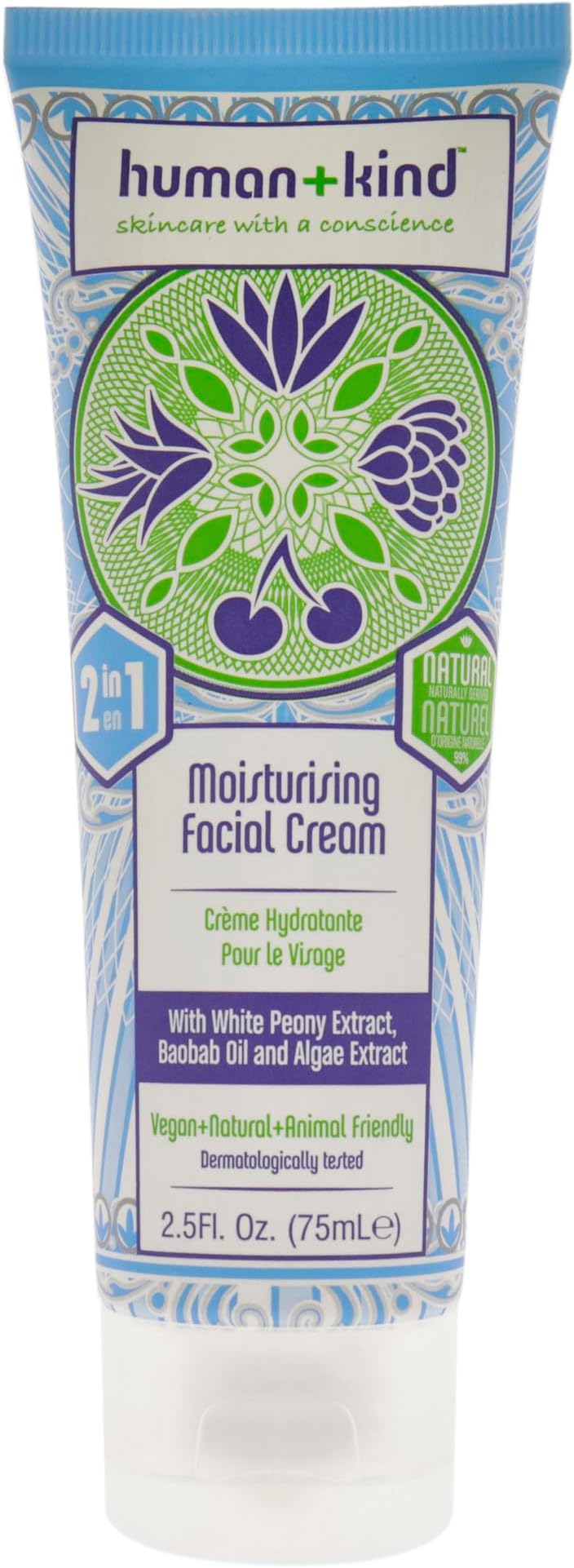 Moisturizing Facial Cream - Nourishing, Smoothing, Lightweight Daily Face Cream to Hydrate - White Peony Extract to Reduce Redness - Vegan, Soothing on Sensitive Skin - 2.5 oz