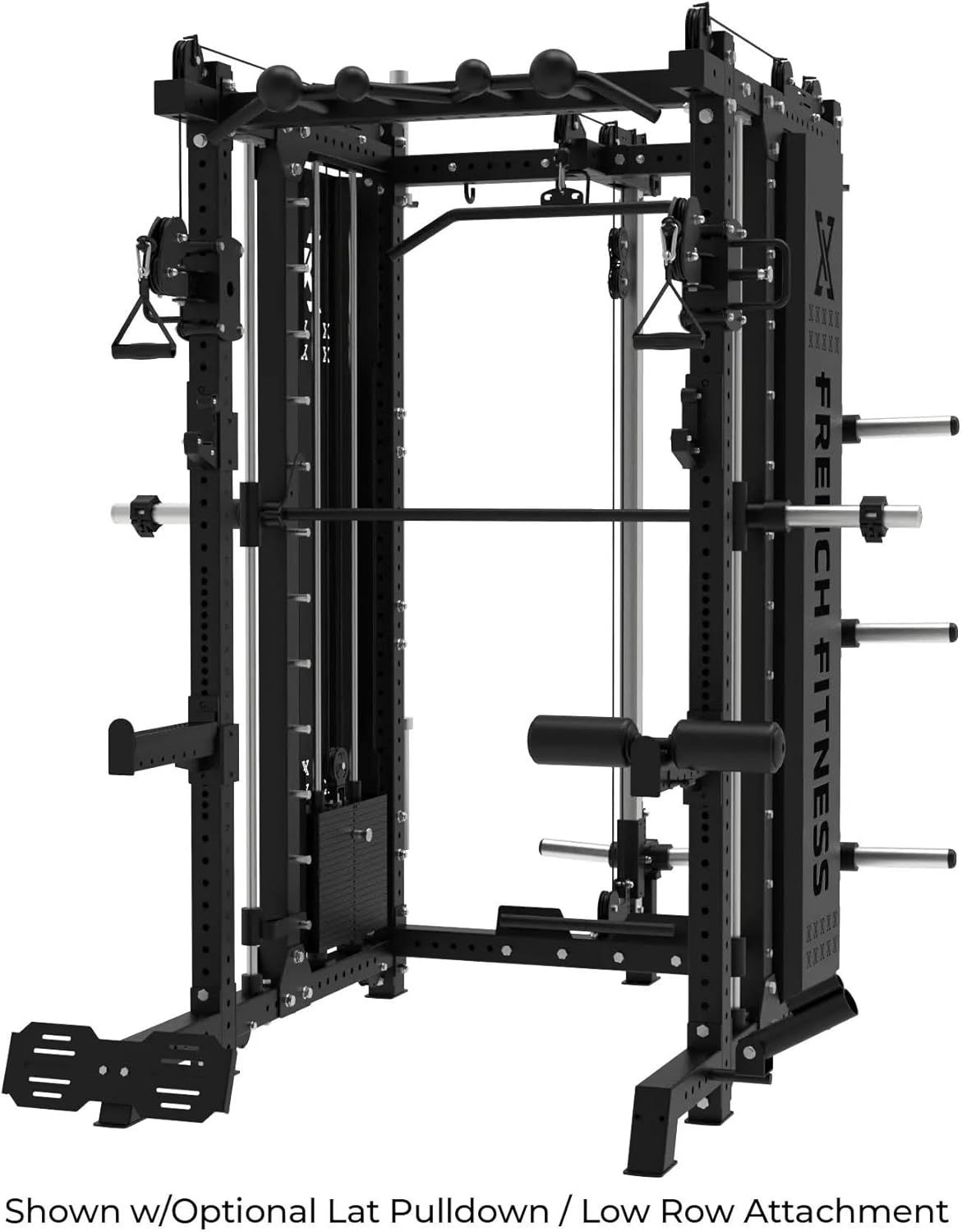 French Fitness FSR100 Commercial Functional Smith Rack System – All-in-One Home Gym Machine, 11-Gauge Steel, Dual Weight Stacks, Multi-Function Trainer