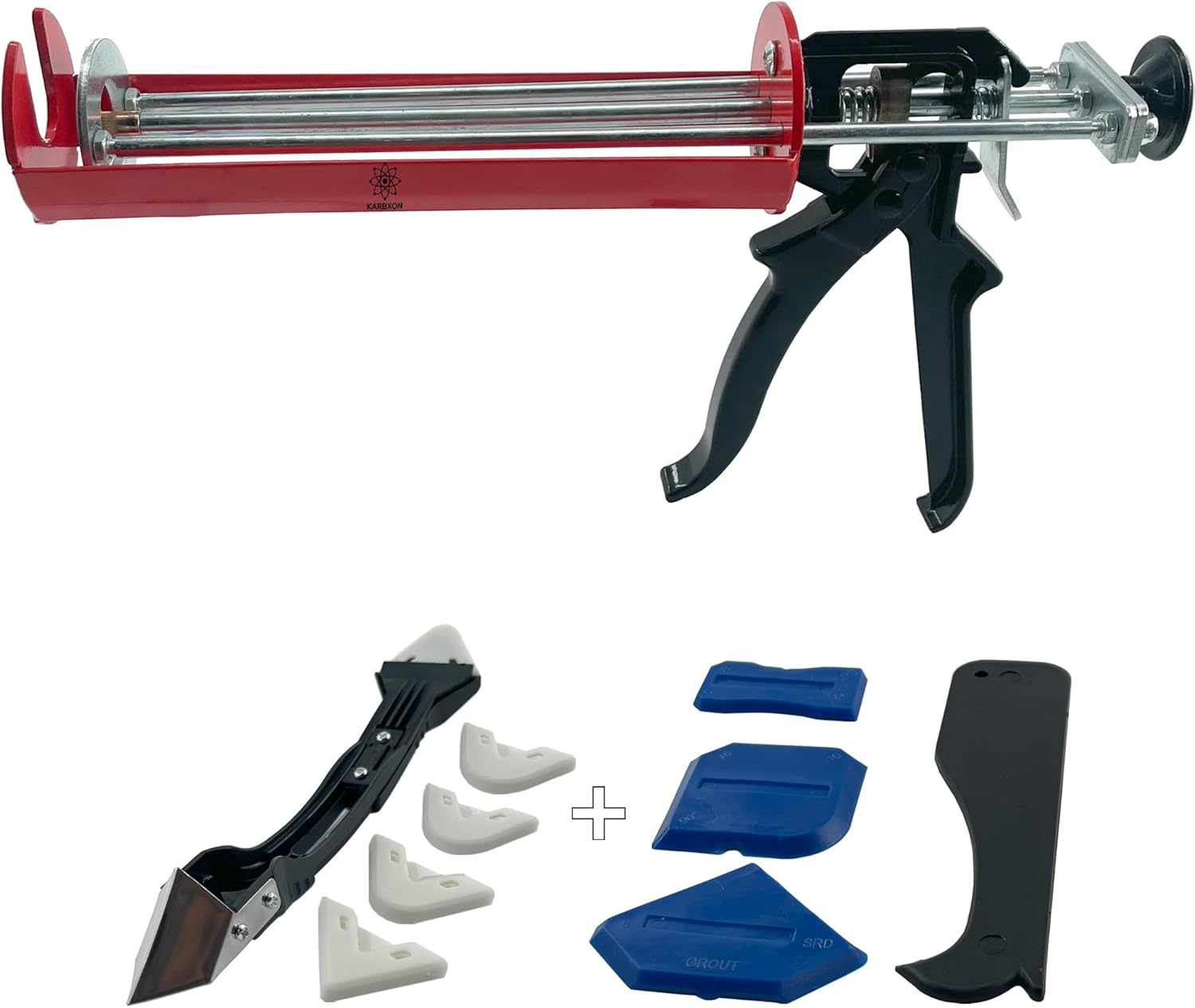 KBX64 Professional 1/10 gallon caulk dispenser 25:1 thrust ratio heavy duty dripless 13oz cartridges caulking tool gun for silicone sealants and other adhesives - Qty(2)
