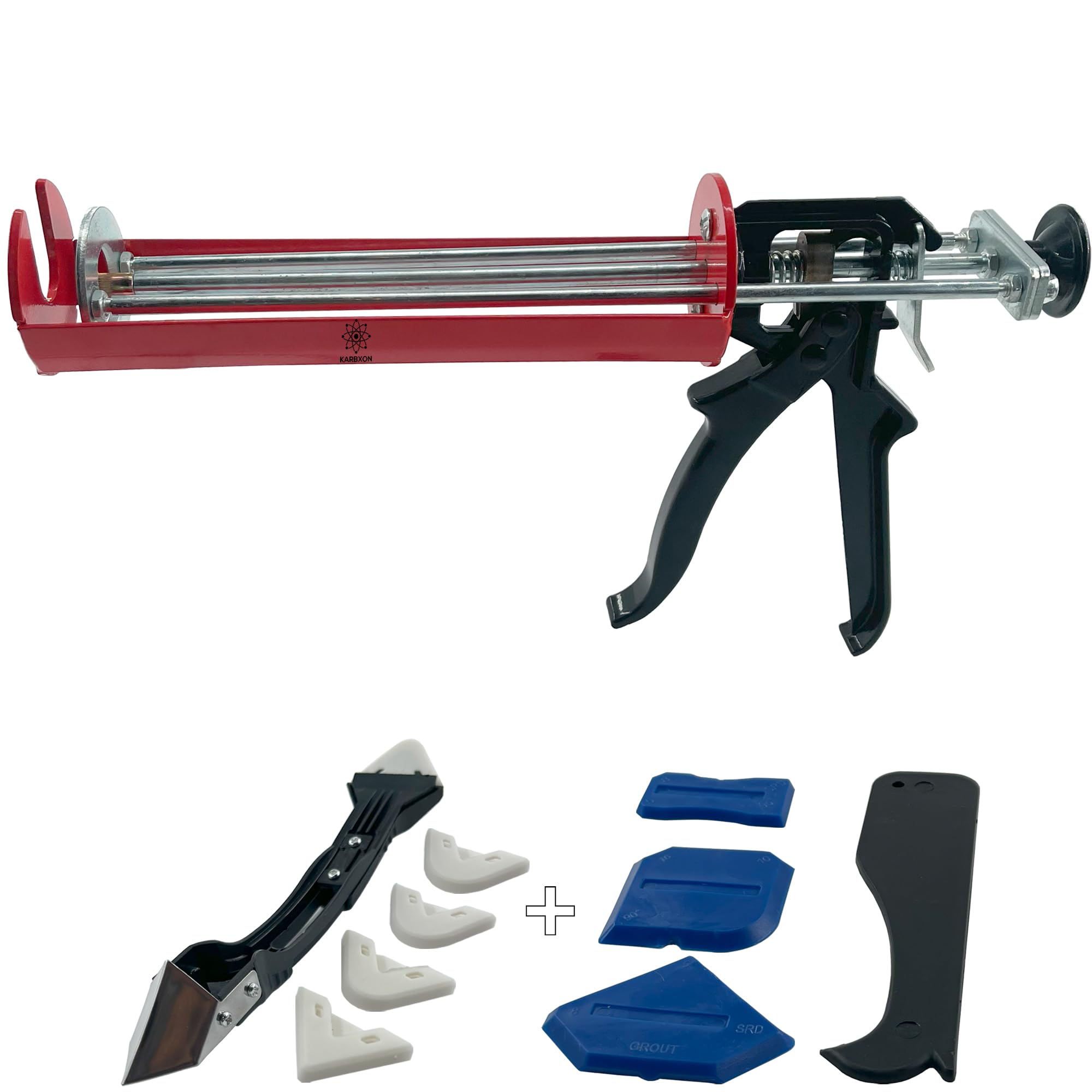 KBX64 - Pistola de calafateo profesional de 1/10 galón - Relación de empuje 25:1 - Resistente - Sin goteo - Cartuchos de 13 onzas - Pistola de calafateo para selladores de silicona y otros