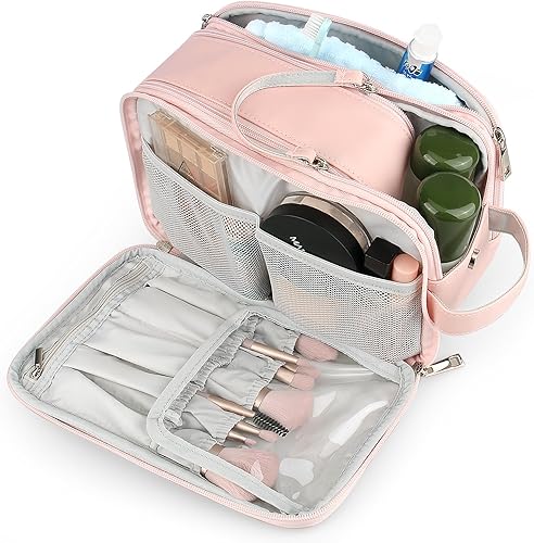 Miniatura 2 de Rhea Rose Neceser para mujer, organizador de bolsa de viaje de maquillaje, bolsa de cosméticos de baño grande, kit de Dopp de viaje, bolsa de ducha,