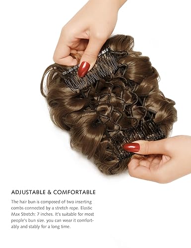 Miniatura 4 de Yamel - Extensiones de cabello de recogido de moño desordenado, con peines, para mujer