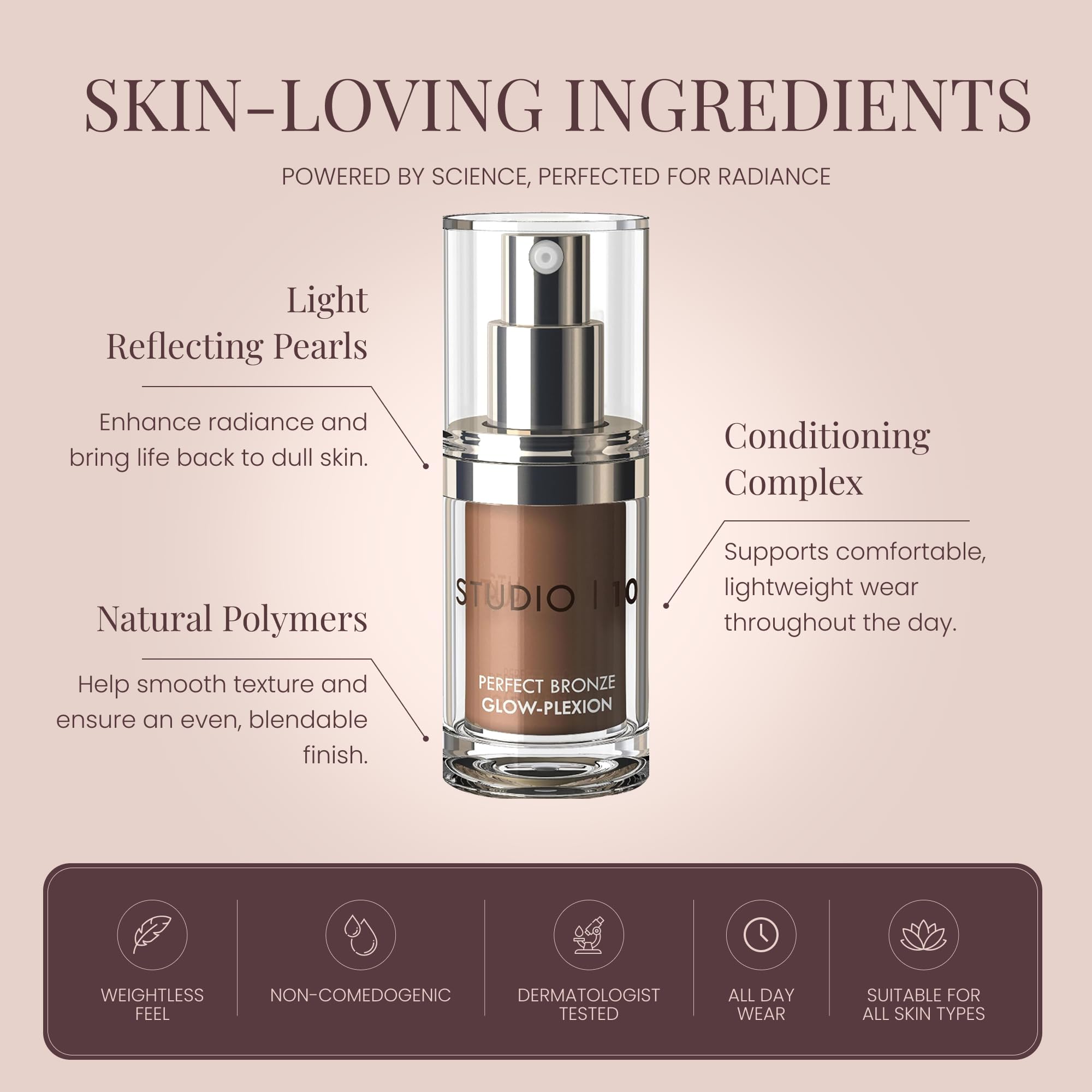 Studio10 Perfect Bronze Glow Plexion Face Bronzer und Highlighter für reife, trockene oder strukturierte Haut ohne schimmerndes Finish