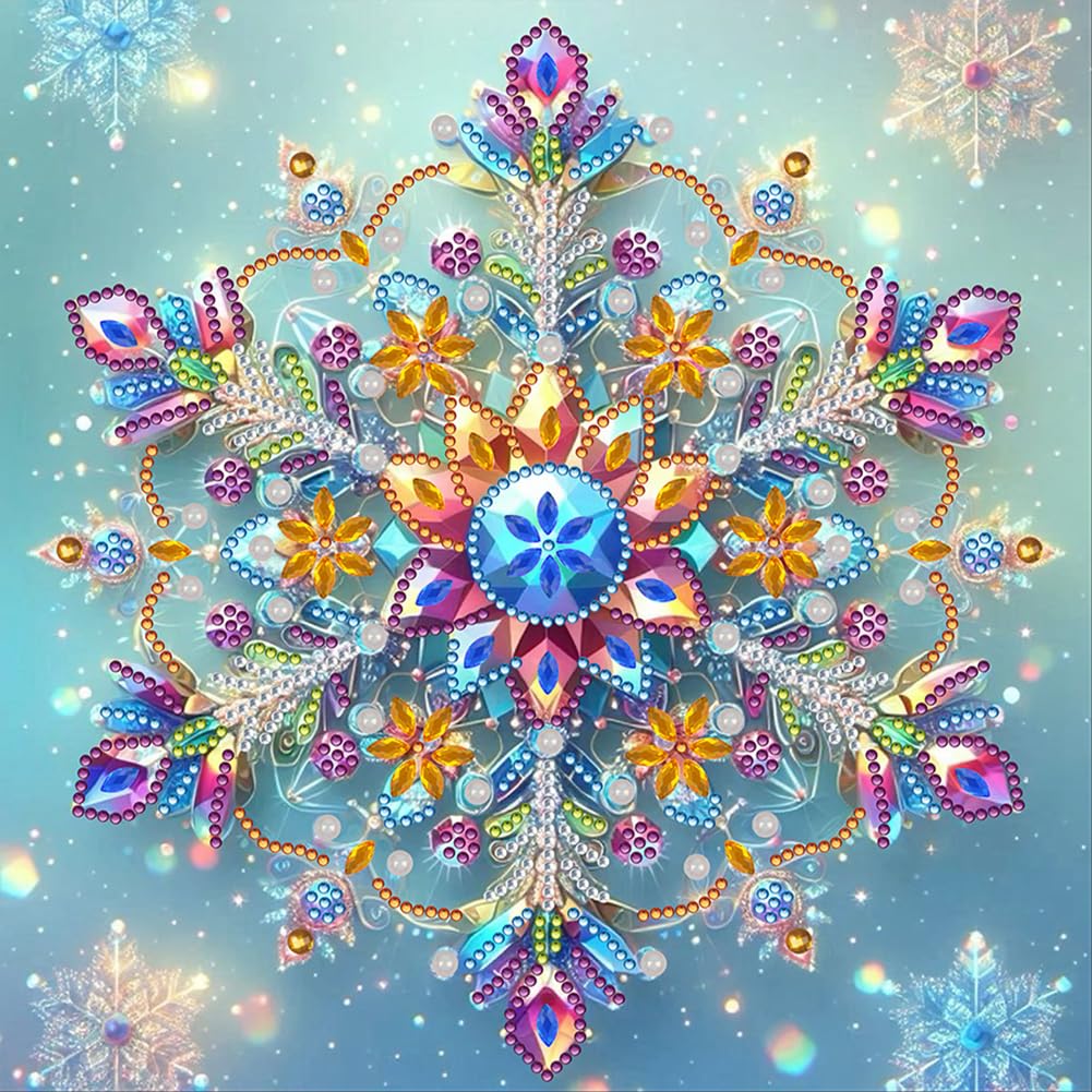 Snowflake-2 Snowflake Special Shaped 5D Diy Partial Drill Diamonds Dots Gem Art Kits For Adults Gift Home Wall Decor Diamond Dots Paintings 11.81X11.81in