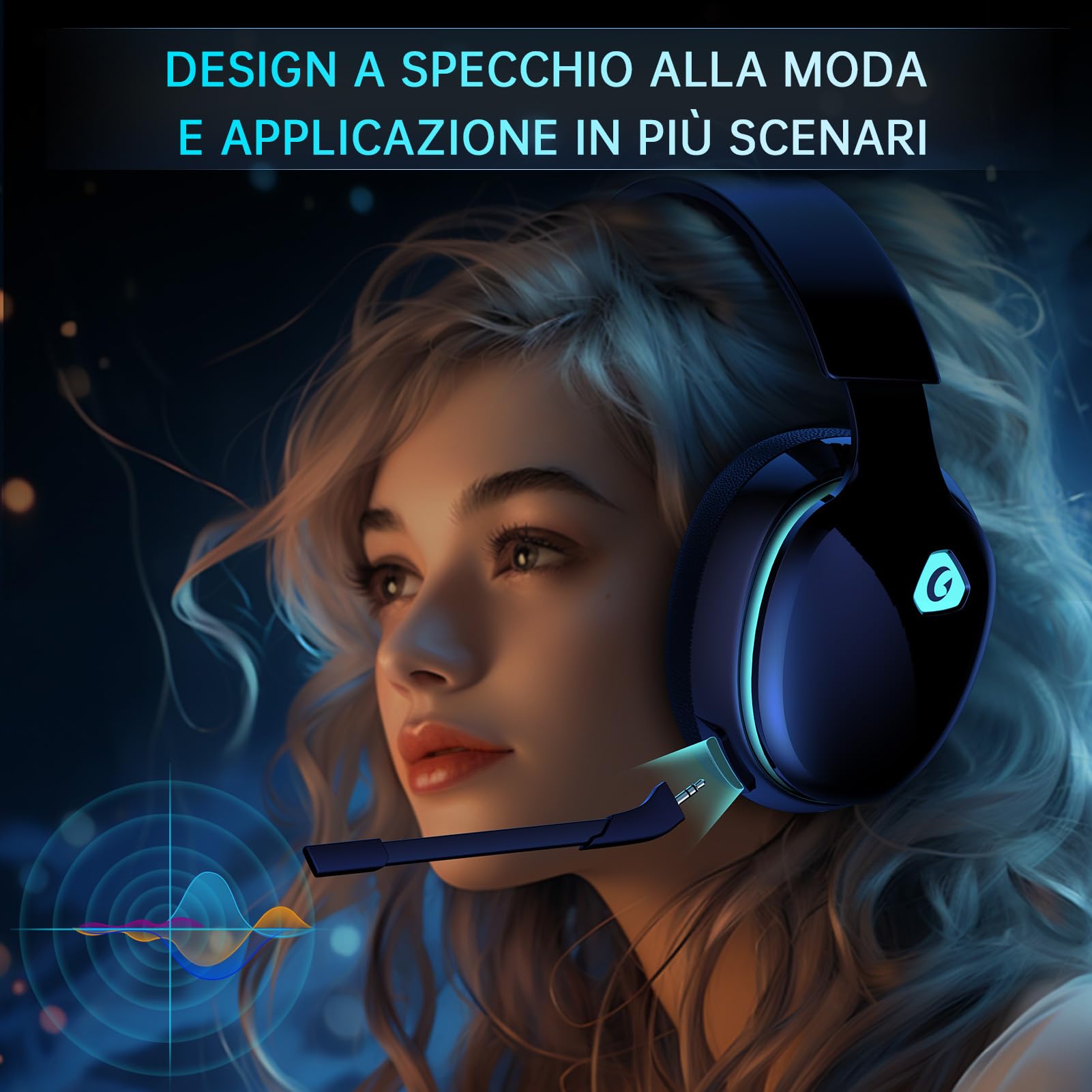 Gvyugke Cuffie da gioco wireless da 2,4 GHz per PC, PS5, Mac, Switch, cuffie wireless Bluetooth con microfono rimovibile con cancellazione del rumore, modalità cavo da 3,5 mm per la serie Xbox