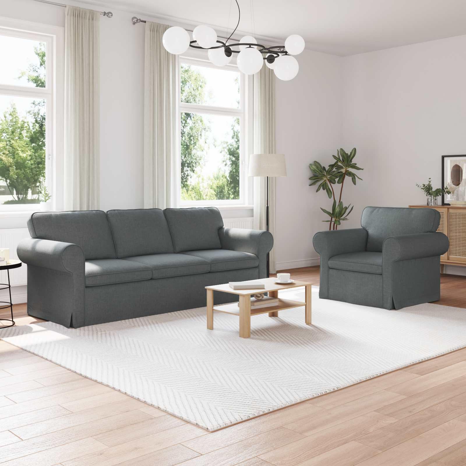 Sofa narożna z funkcją spania, 2-częściowa, ciemnoszara, z funkcją relaksu i wysuwanym łóżkiem dla gości, do salonu, biura, lounge, 215 x 82 x 80 cm, materiał