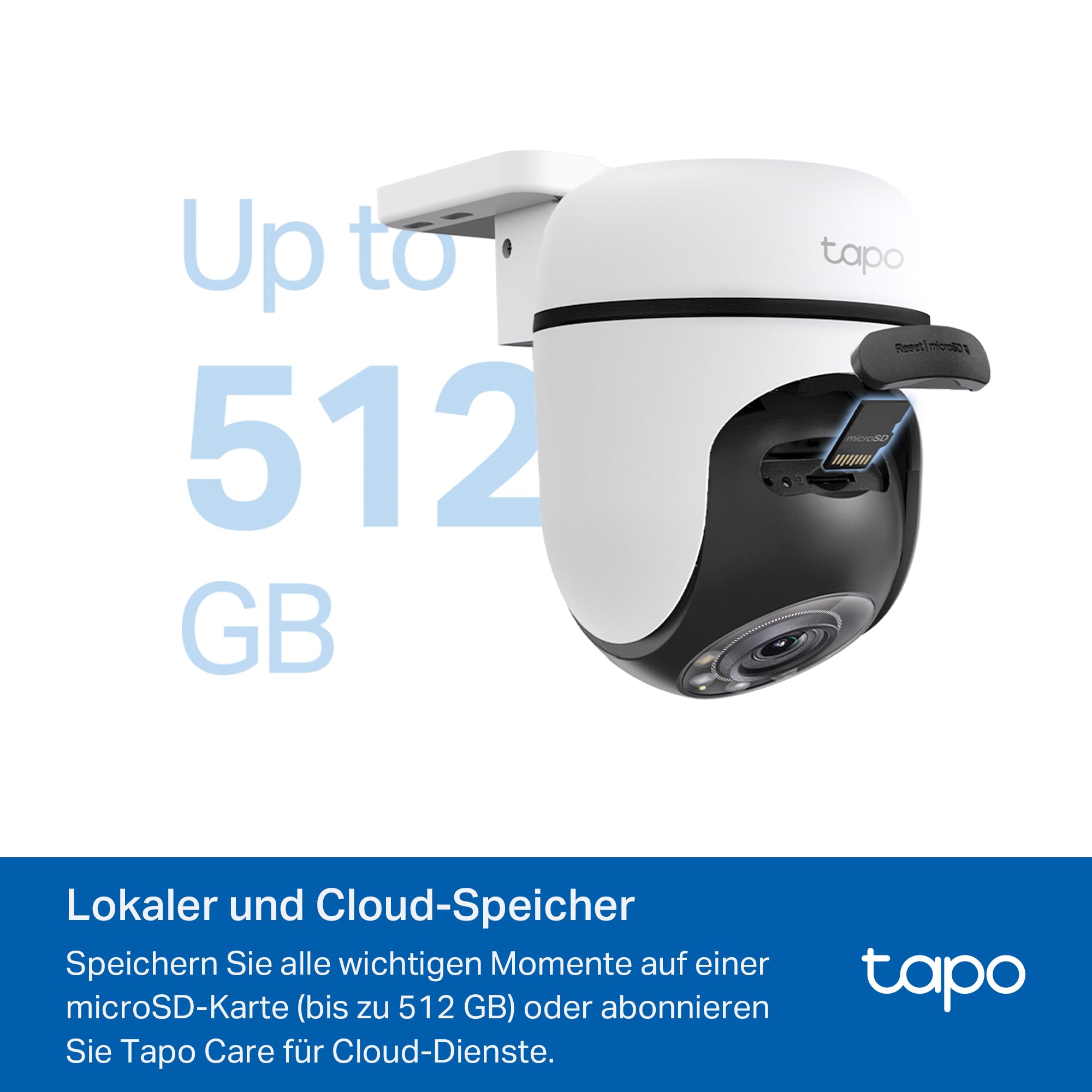 Tapo C51A 2K WLAN Überwachungskamera Außen, 360° Schwenk-/Neige, Vollfarbige Nachtsicht, Personenerkennung, Bewegungsverfolgung, Zwei-Wege-Audio, microSD-Karte bis zu 512 GB