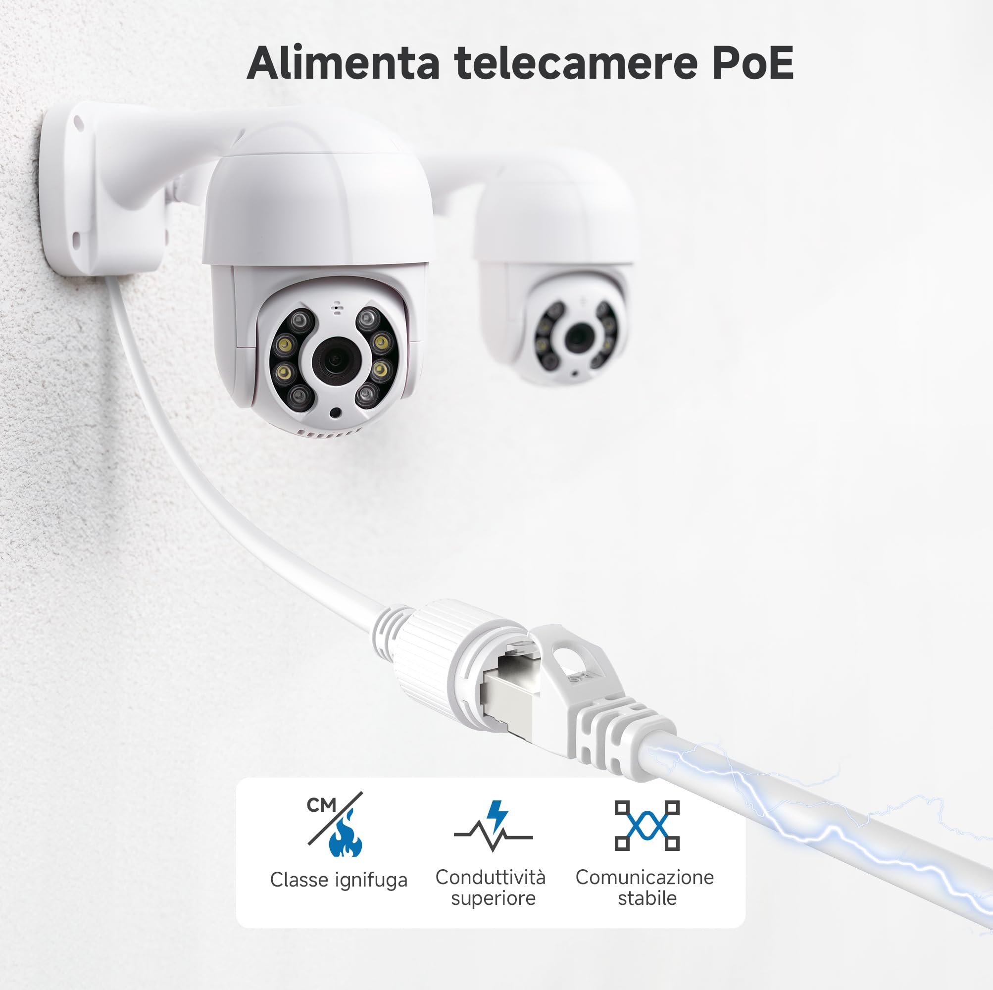 Cable Matters Cavo Ethernet Cat6A schermato antigroviglio da 10 Gbps, 61 m (SSTP, cavo Ethernet schermato SFTP, cavo schermato Cat6, cavo di rete schermato Cat 6) in bianco