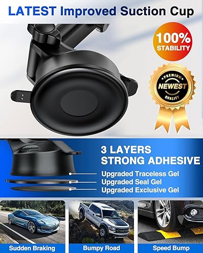 Miniatura 8 de 2024 Ultimate Car Phone Mount80+LBS Strongest Suction & Military-GradePatent & Safety Certs Cell Phone Holder Truck Stand for Dashboard Windshield