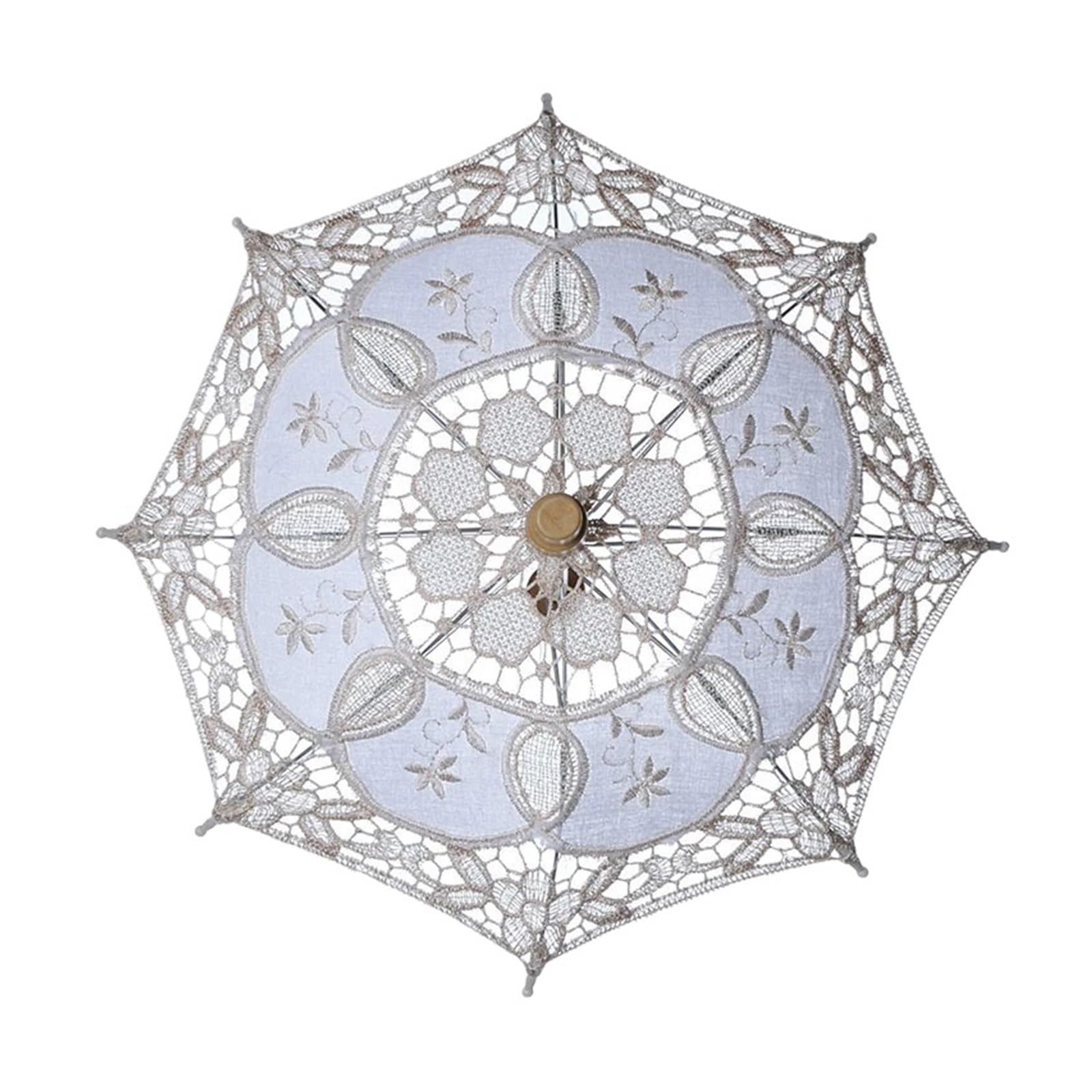 Parasol décoration mariage en dentelle blanche 2 pièces au design vintage raffiné de 26cm