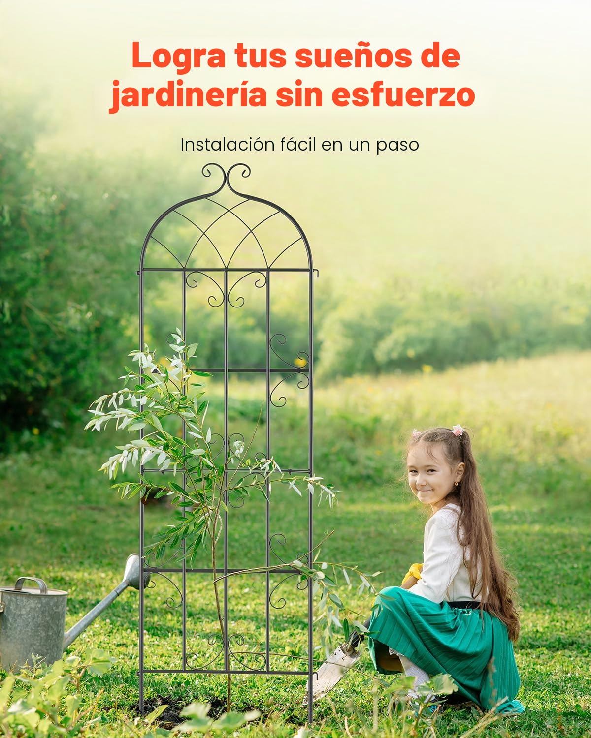 VEVOR Enrejado de Metal para Plantas Trepadoras 51 x 180 cm Soporte para Rosas Trepadoras 6 Piezas Arco para Enredaderas Soporte para Pepinos Decorativo para Clemátides para Patio, Césped, Jardín