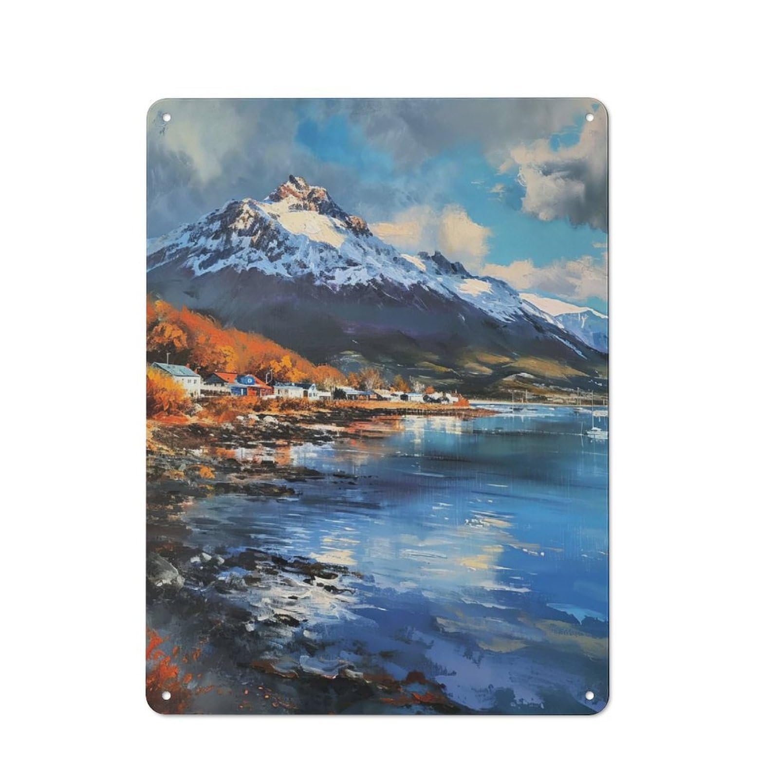 Junmoney Style-16 Bistro Style Bistro Metal Sign 40X30cm Featuring Fuji Seaside Majesty, Shop Wall Decor For Takeaway, Bar, Kitchen Or Counter Area
