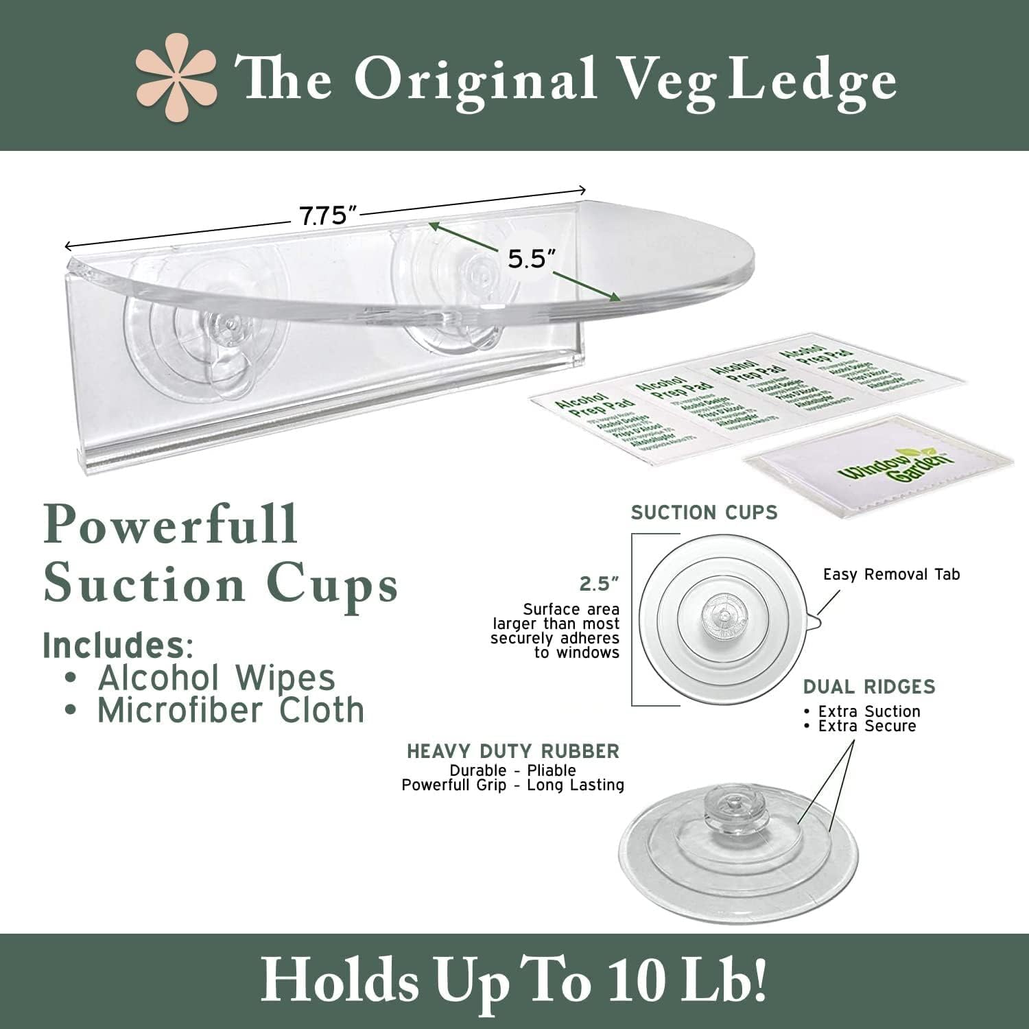 Window Garden Double Veg Ledge – Create an Indoor Garden, Hold Your Planter Pots, Seed Starter, Figurines on Your Window. Grow Herbs, Microgreens, Succulents, Indoor Garden Kit (3 Pack)
