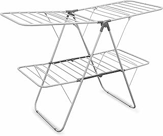 BROOKSTONE [2 Tier] [Double Spaced] Foldable Clothes Drying Rack, Collapsible Laundry Hanger, NO Installation Required - R...