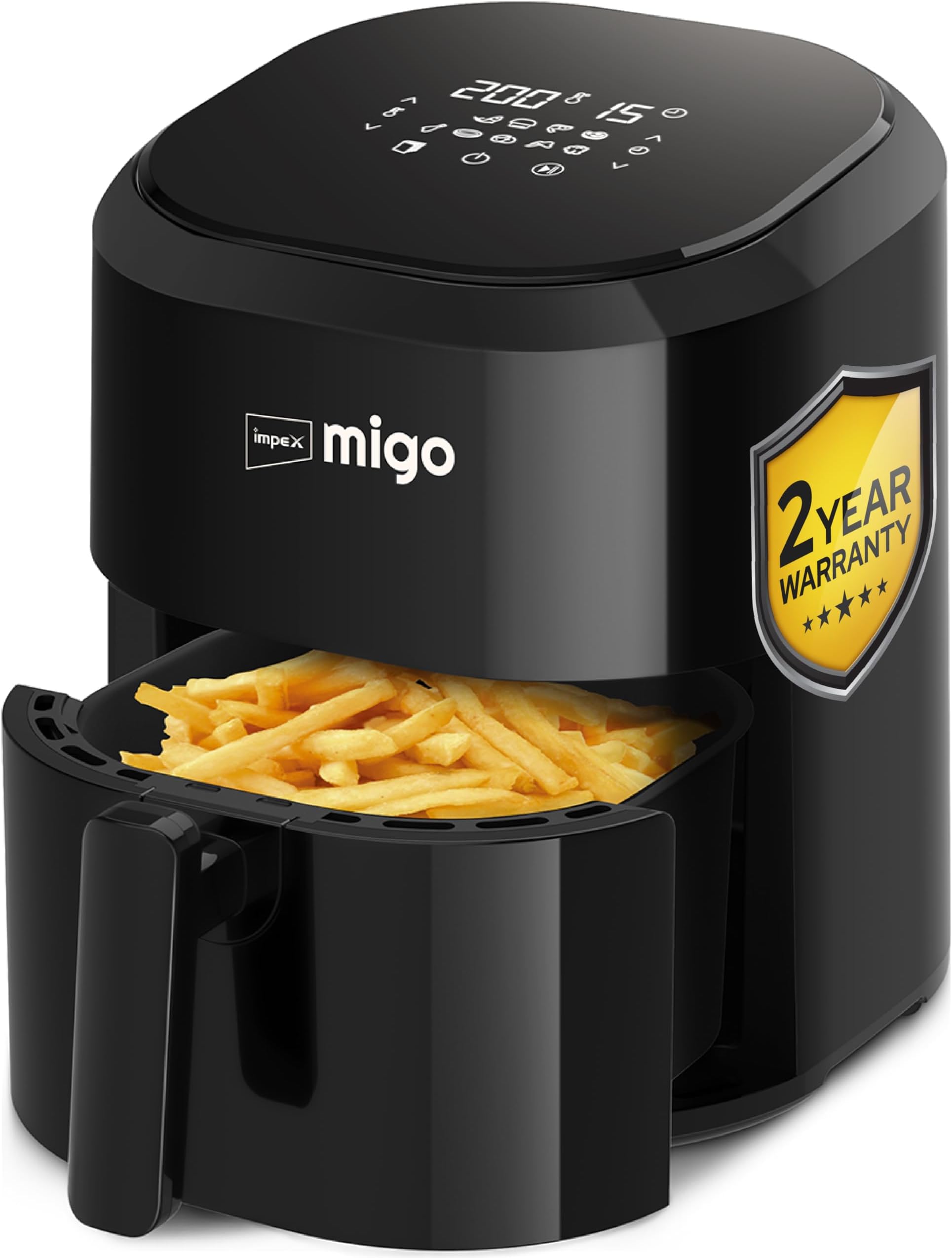 Digital Air Fryer 10-in-1, 4.5L Large Capacity, 1200W Oil-Free Healthy Electric Fryer for Home, 360ยฐ Cyclonic Airflow, Auto Cut Off, Steel Heating Coil, Fry Grill Roast Steam Bake, 2Yr Warranty