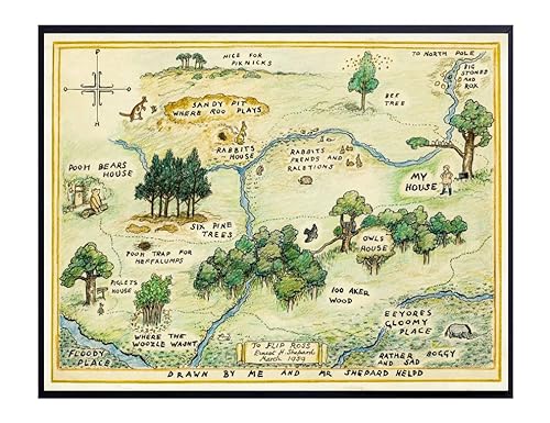 11X14 100 Acre Wood Map Prints,Winnie Map Wall Art Prints,Winnie Map Poster Prints,Classic Winnie Wall Art Nursery Decor,Winnie Art Prints,Hundred Acre Wood Decor