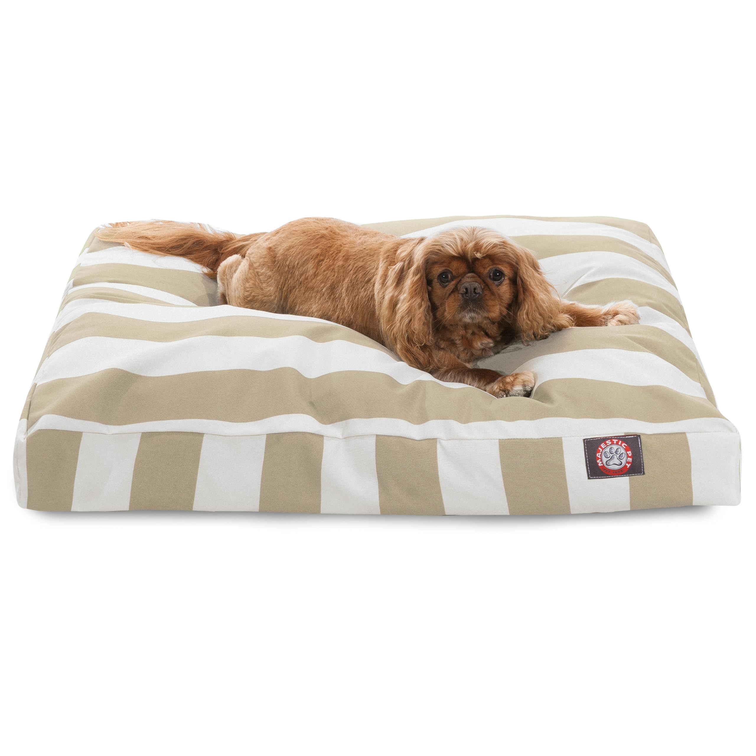 Majestic Pet Stripes Rectangle Medium Dog Bed Washable – Non Slip Comfy Pet Bed – Dog Crate Bed with Removable Washable Cover – Dog Kennel Bed for Sleeping, Polyester Fiber, Medium, Sand