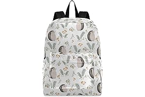 Cartoon Hedgehog Mushrooms and Branches Backpack