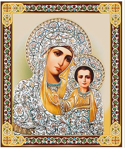 Virgen y el niño icono ruso de madera virgen de kazán 5 14 pulgadas, regalo religioso
