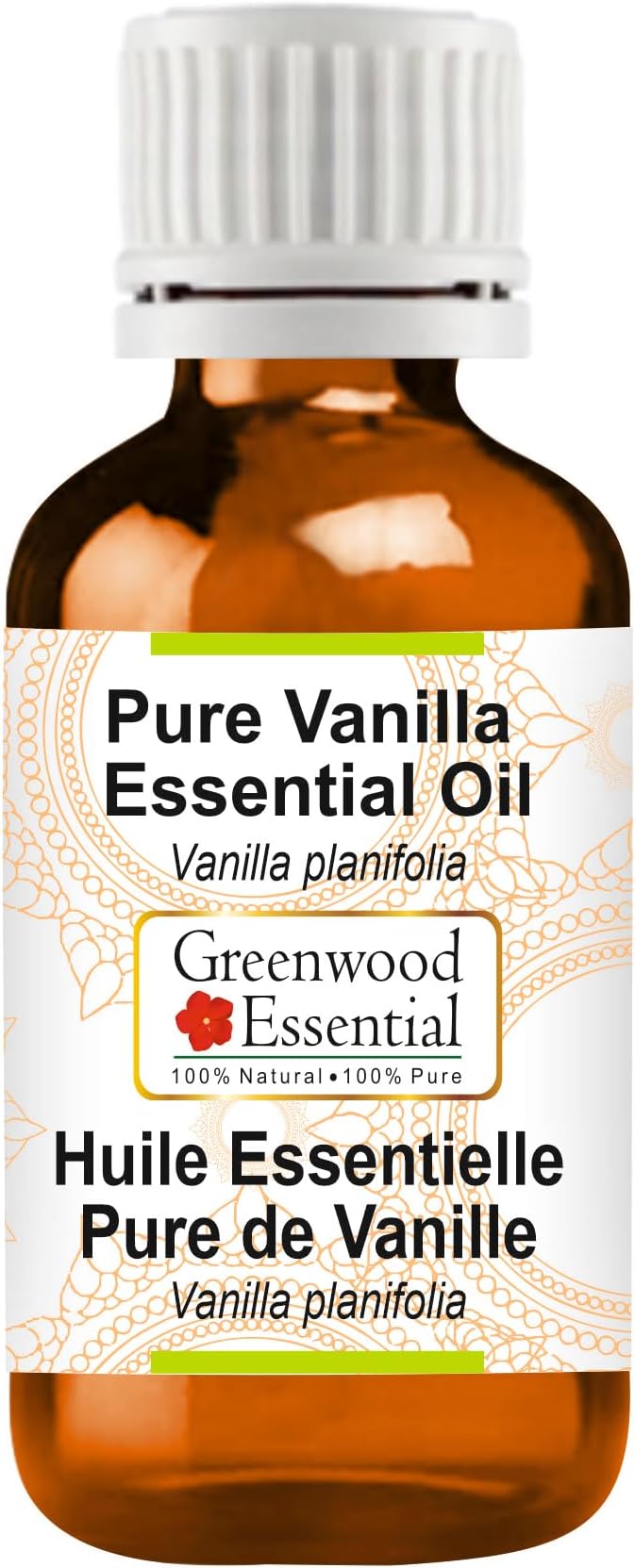 Greenwood Essential Vanilla Essential Oil (Vanilla planifolia) Pure | Non-Sticky | Non-Greasy | Lightweight | Men & Women | All Skin Types | Steam Distilled 30ml (1 oz)