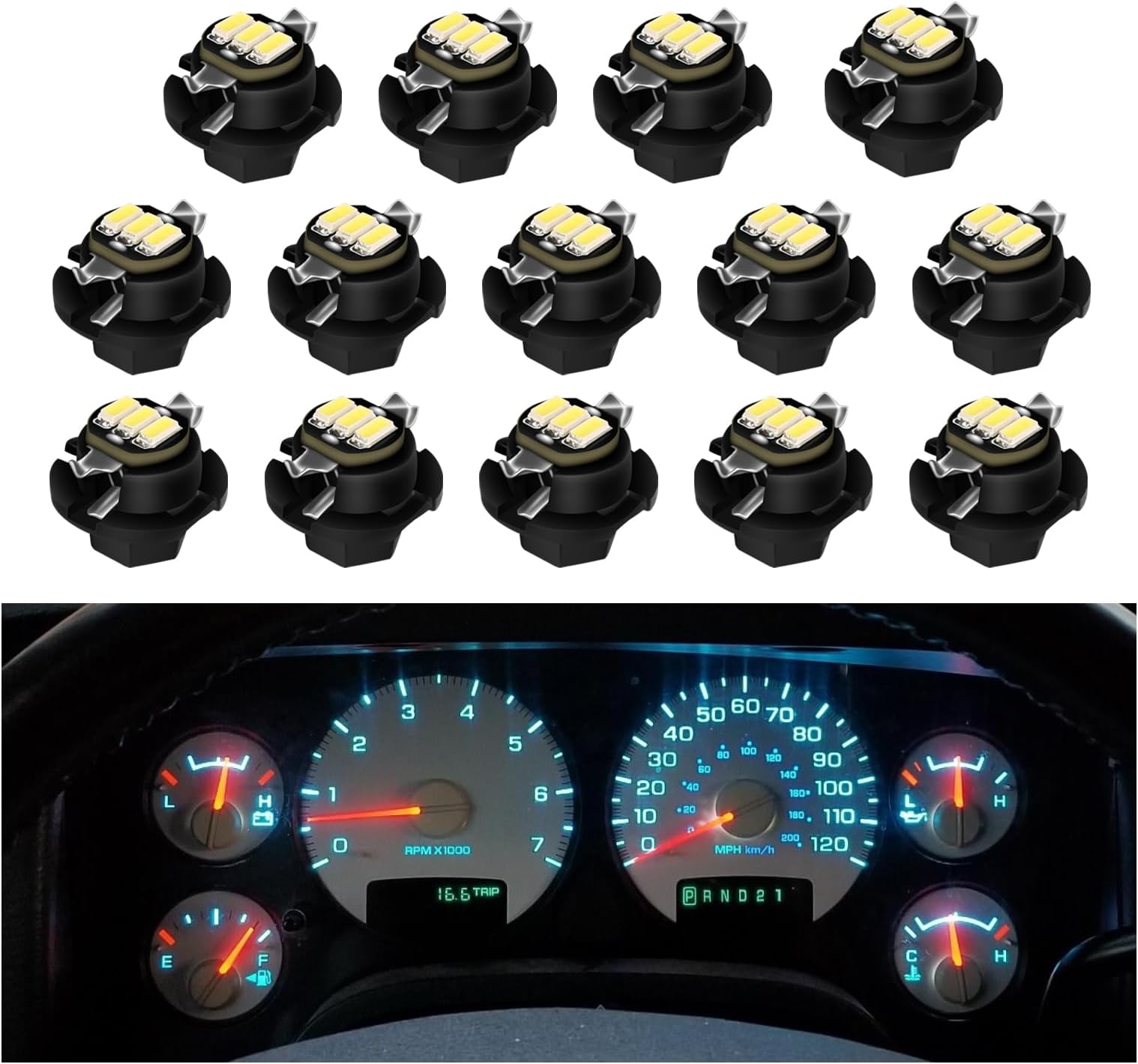 RAVSOFT Instrument Gauge Cluster Panel Speedometer LED Lights Bulbs Kit replacement Compatible with 2002-2006 Dodge Ram 1500 2500 3500 (White), Pack of 14