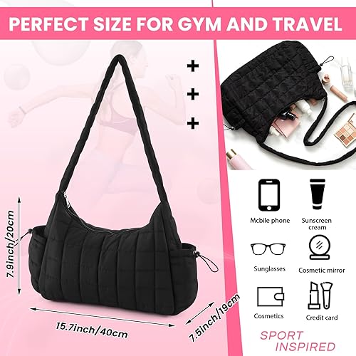 Miniatura 3 de Mini bolsa de gimnasio acolchada para mujeres y niñas, pequeña bolsa de lona para gimnasio con compartimento húmedo, bolsas acolchadas para fines de