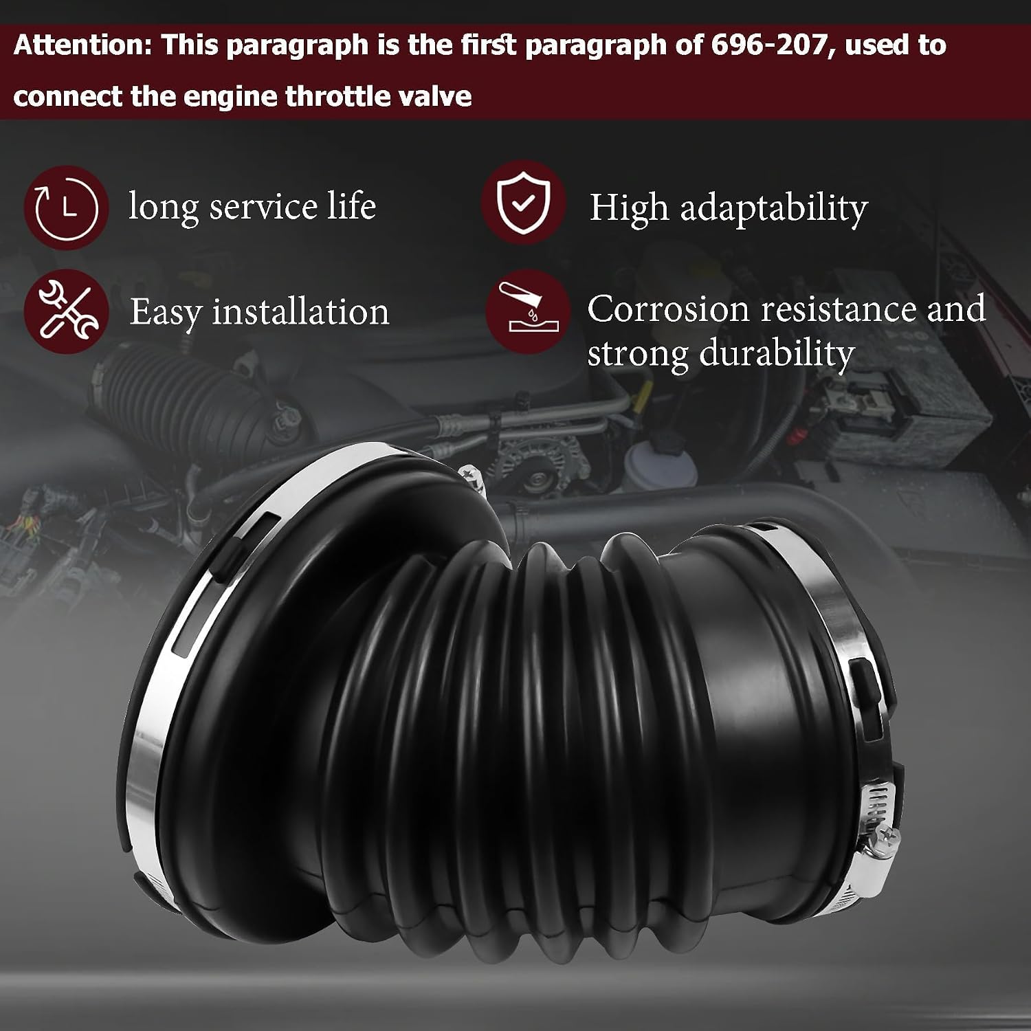 Engine Air Intake Hose Compatible with Dodge Ram 2500 3500 2007-2018 for Dodge Ram 4500 5500 2008-2018 6.7L for Cummins Diesel Replace 53032944AL 53032944AD 53032944AC
