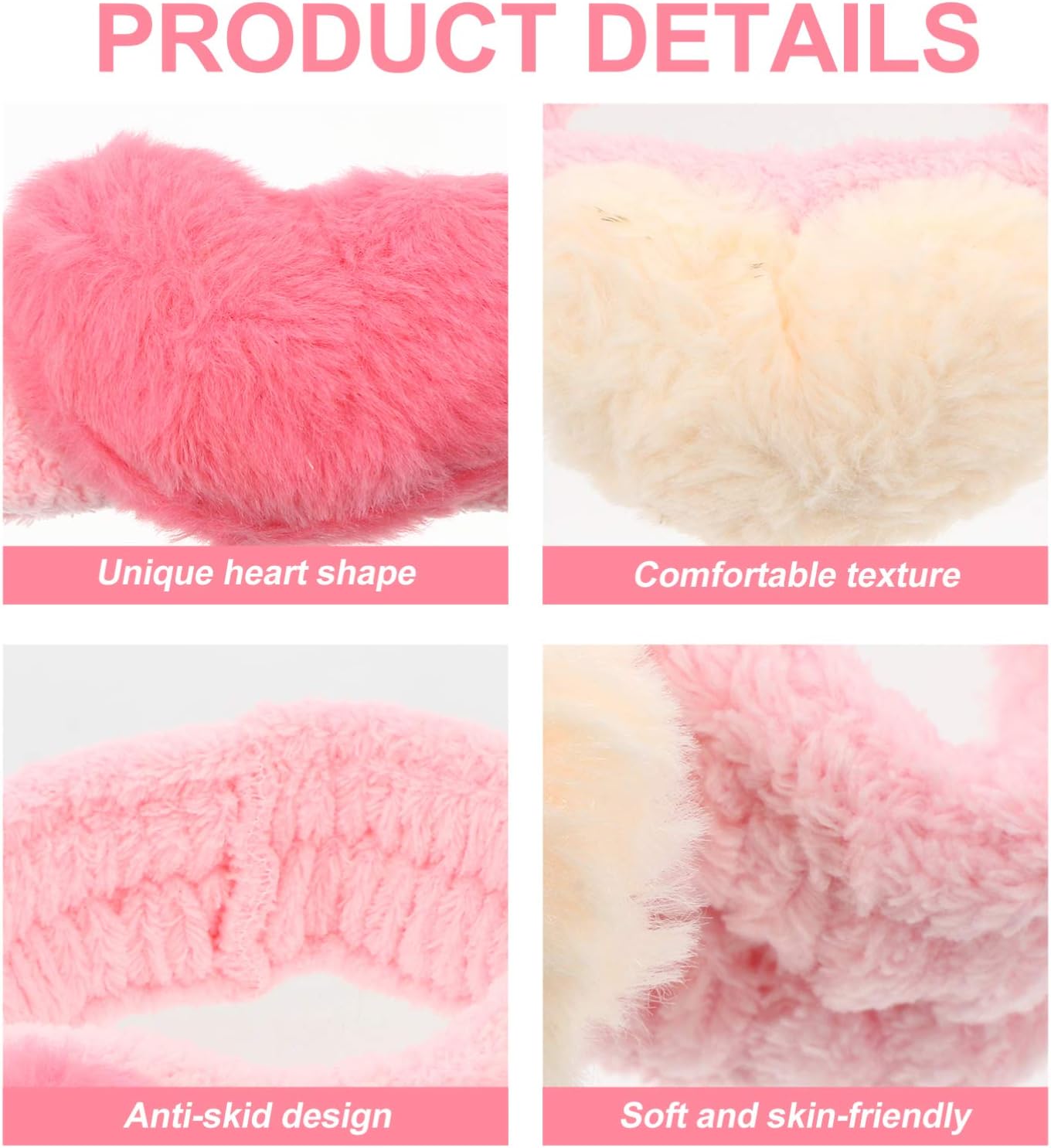 Coral Fleece Headband, Headband Facial Makeup Face Wash Shower Hairband for Women,2pcs(White,Pink), Assorted Color - Image 5