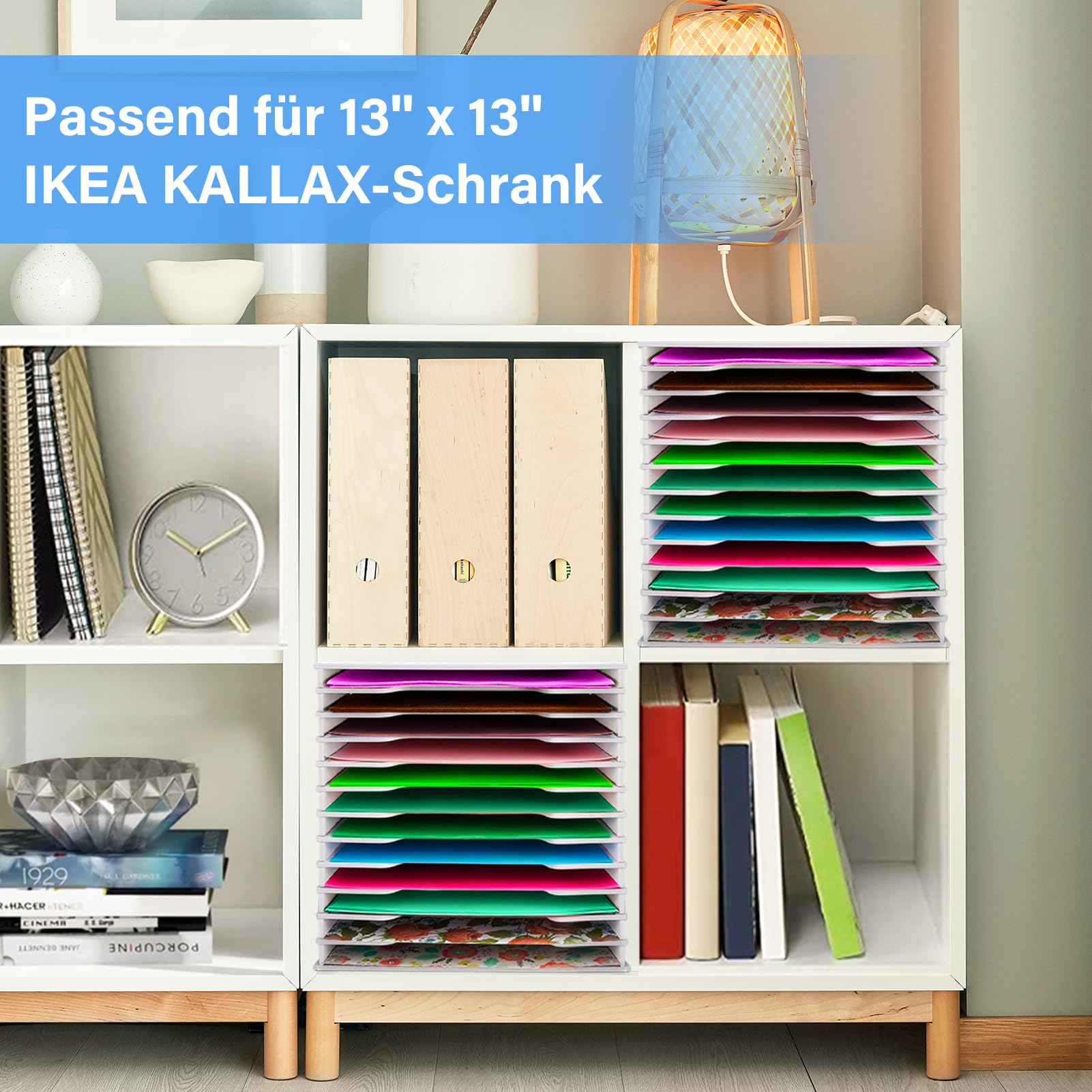 Scrapbook-Papierorganizer, 12-Ebenen Aktenordner-Aufbewahrungsmappe für Größen 12 x 12''(30.5 x 30.5cm), Schreibtisch-Scrapbooking-Papierrack,Geeignet für Heimbüro, Scrapbooking-Aufbewahrung