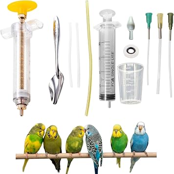 Bird Feeding Syringe Set,Parrot Syringe Feeder with Feeding Spoon and Tubes,Baby Bird Feeding Syringe Manual Tools for Pigeons Parrots Small Animals Feed Milk Liquid Medicine Clear 20ML+50ML