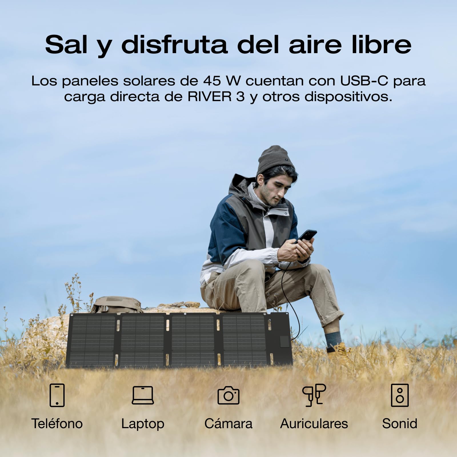 Generador solar portátil EF EcoFlow RIVER 3 245 Wh con panel solar de 45 W | Batería LiFeP04, salida 600 W, SAI en <10 ms, Generador solar un 30% más compacto para la Electricidad de Emergencia, Camping