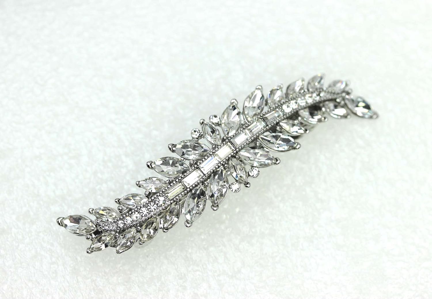 Faship Gorgeous Clear Marquise Rhinestone Crystal Floral Small Hair Barrette