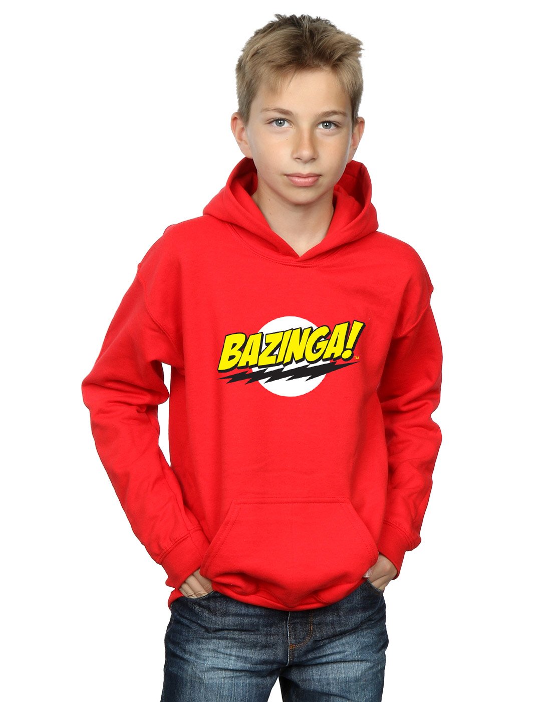 Absolute Cult The Big Bang Theory Boys Sheldon Bazinga Hoodie Red 12-13 years