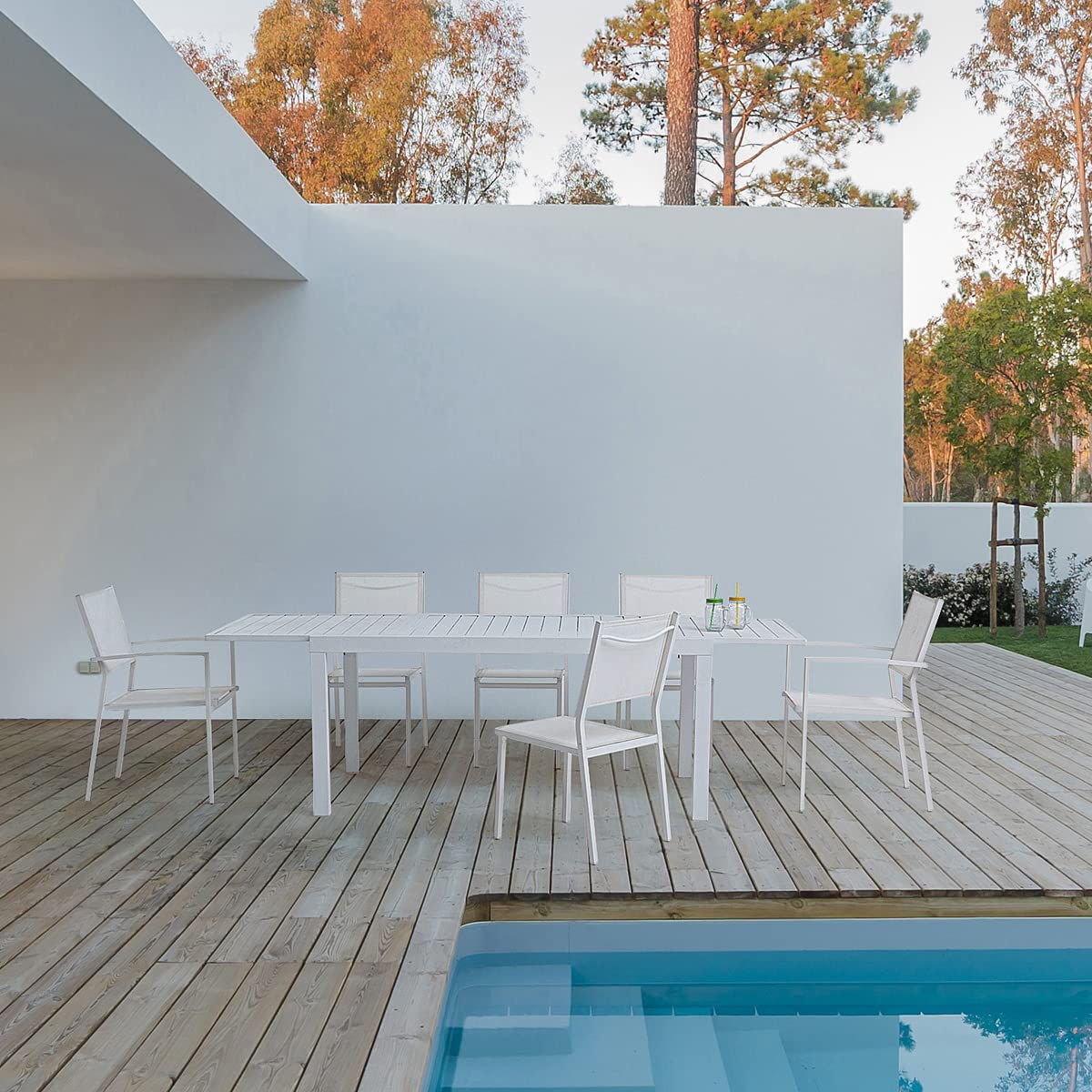 Yellowshop - HILL Tavolo da giardino rettangolare allungabile per esteno in alluminio L140/210xP90xH75 cm Bianco o Coffee (Bianco)