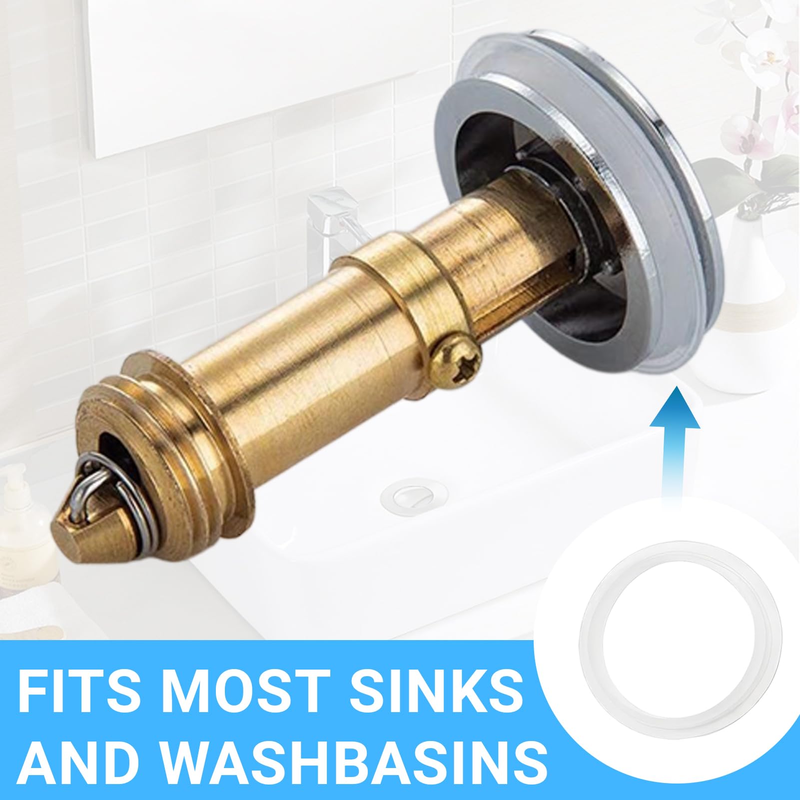 12 Juntas de Silicona Blancas para Tapón de Lavabo, Adecuado para El Tapón de Drenaje de Lavabo Emergente Tipo Empuje，Junta de Drenaje para Tapon Lavabo（38mm＆32mm） 2 Tamaños