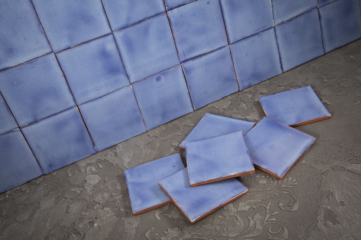 Cerames Azulejos azules mexicanos monocolor Azul Mezclilla Delgado - azulejos de mosaico, azulejos ceramica monocromáticos para cocina, baño | Un paquete de 90 baldosas azules ceramica 10,5x10,5 cm