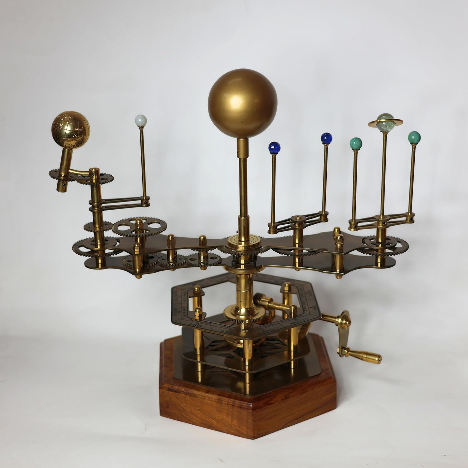 Grand Orrery – Handcrafted Brass & Wood Tellurion | Functional Planetary Model with Precision Gears for Astronomy Enthusiasts, Home & Office Decor, and Science Gifts