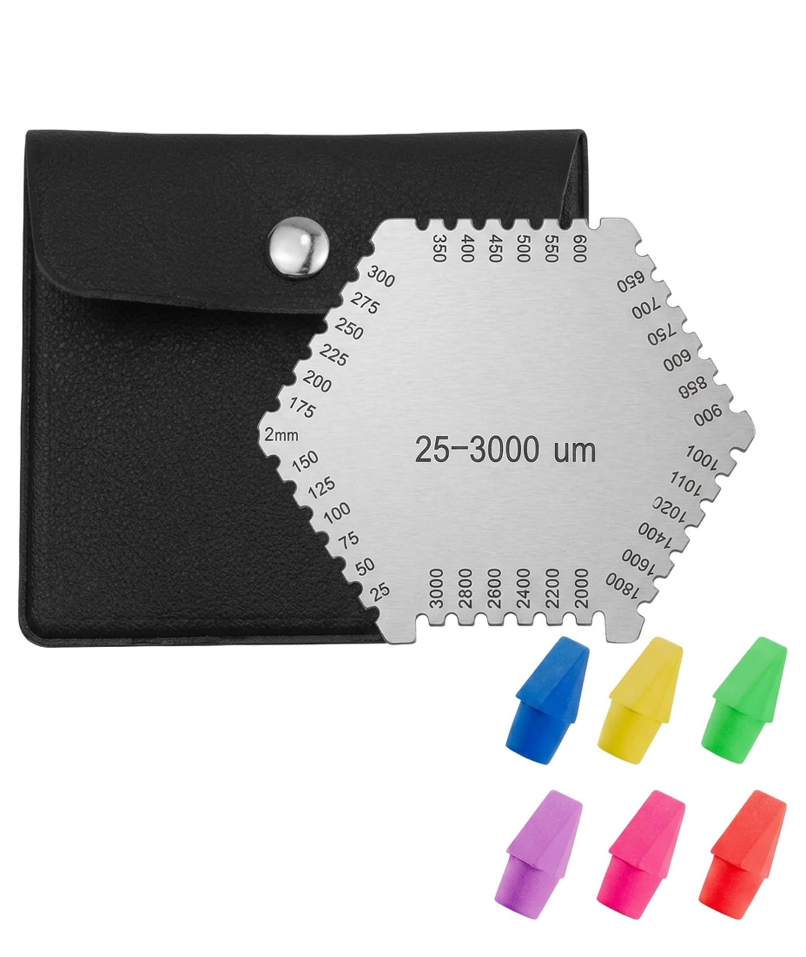 8 PCS Filler Gauge with Leather Case and Six Colorful Eraser Tips, Feeler Gauge for Precision Measurement, Thickness Gauge Meter for Various Applications, Tester with 0.01 Resolution-image-41