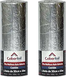 Kit 2 Fita Manta Asfáltica Adesiva Multiuso Metalizada 30cmx10m Auto Colante Vedação para Telhados Calhas Rufos Alta Resistência e Durabilidade Vazamentos Vedação Refletiva Aluminizada