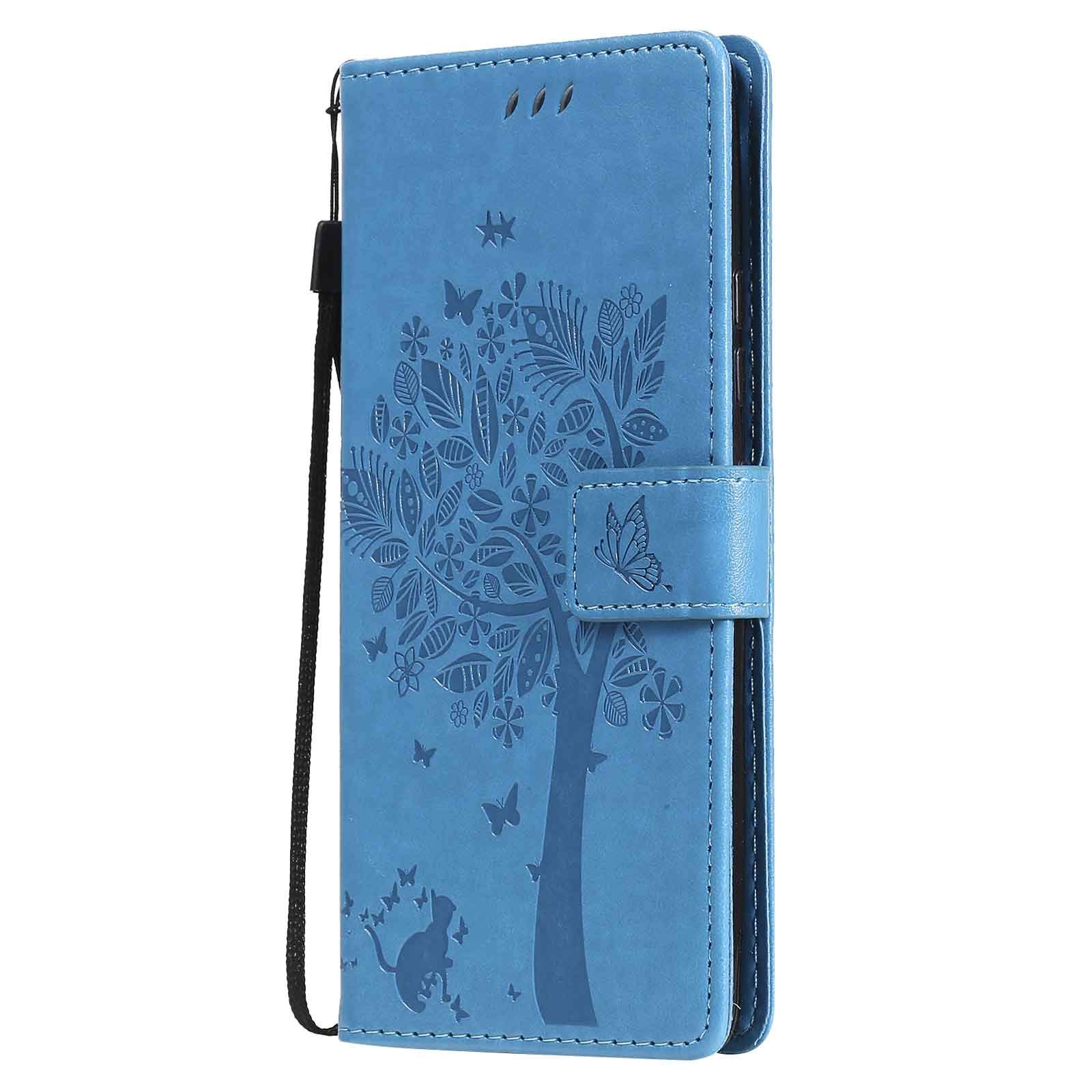GOKEN Custodia Portafoglio Per Oppo A16/A54s/A16s, Pelle PU Con Rilievi, Slot Carte E Supporto, Blu - 2