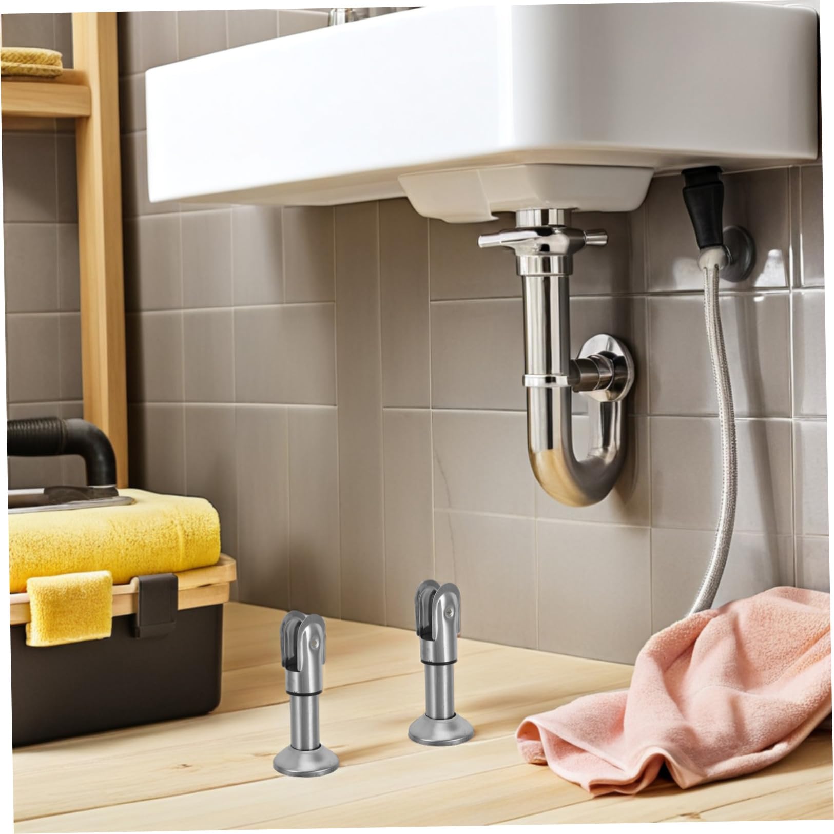 iplusmile Set 4pezzi Staffe Divisorie per Orinatoio in Inossidabile Argento Gambe di Supporto ad Alta Capacità di Carico per Partizioni Bagno Installazione Facile