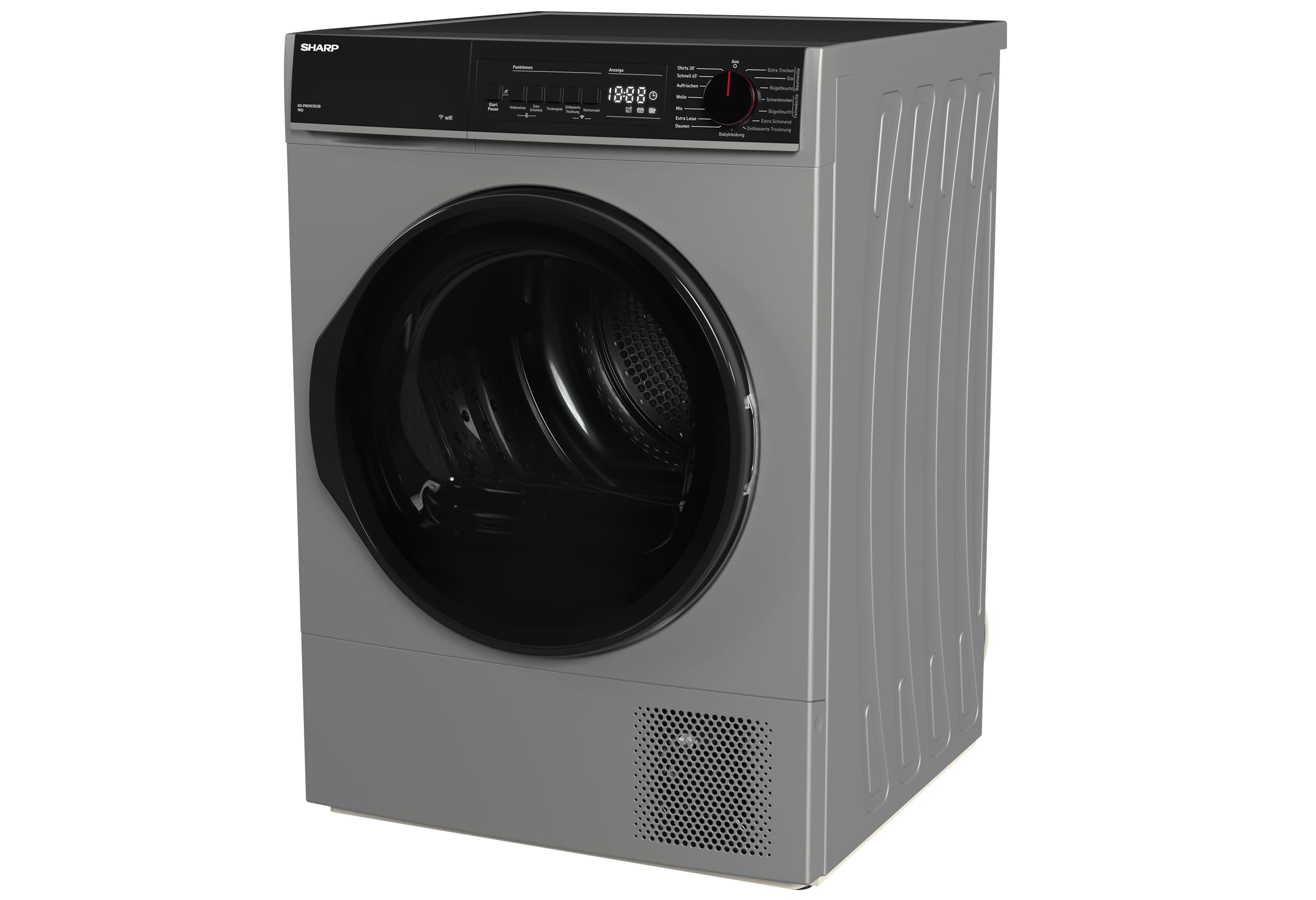 Sharp KD-PRO9S7GSB-DE Wäschetrockner 9kg B WiFi 15 Trockenprogramme Silber