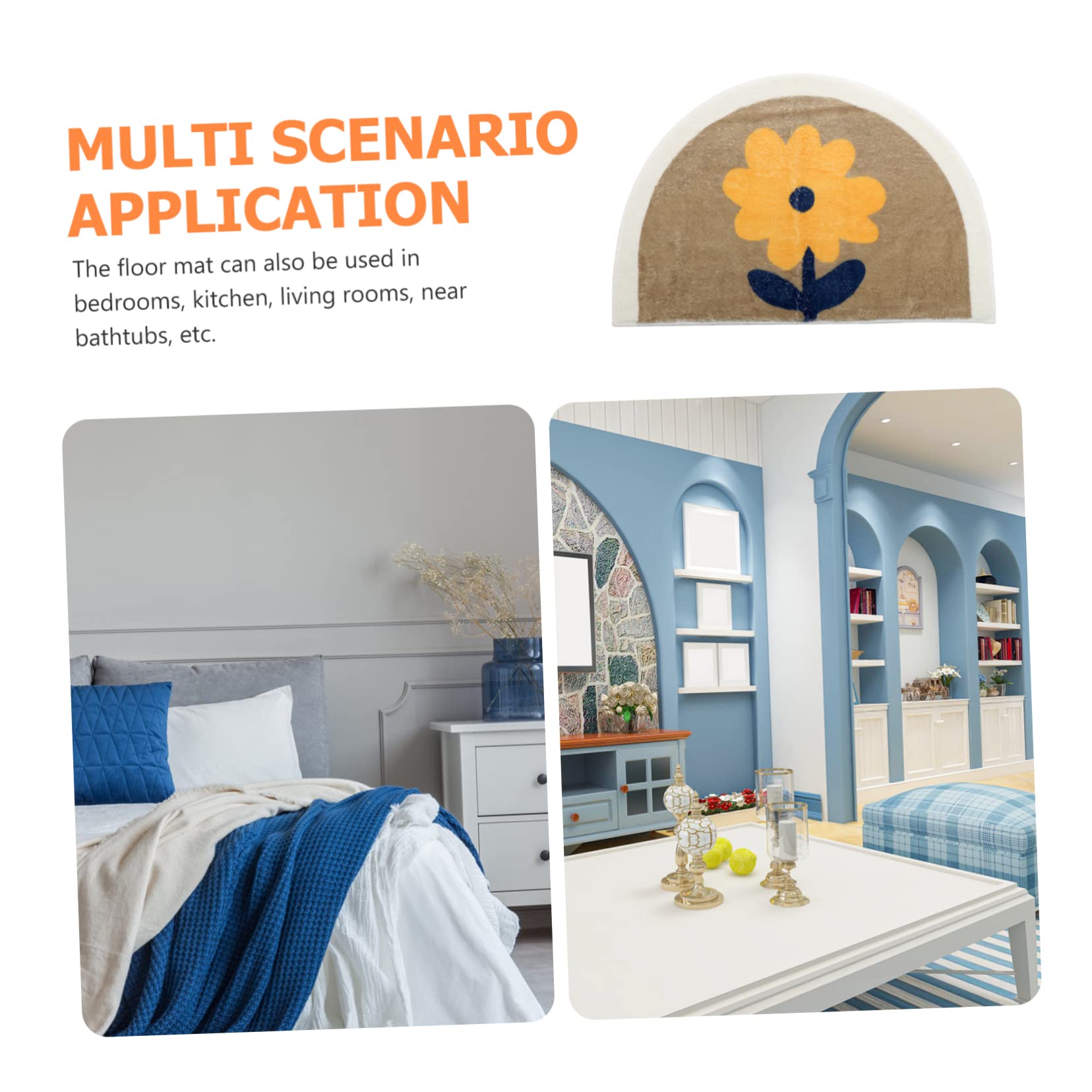 Anneome Tappeto da Bagno Semicircolare Antiscivolo in Cotone e Poliestere | Assorbente, Feel Confortevole, Decorativo e Pratico, per Living Room e Bedroom