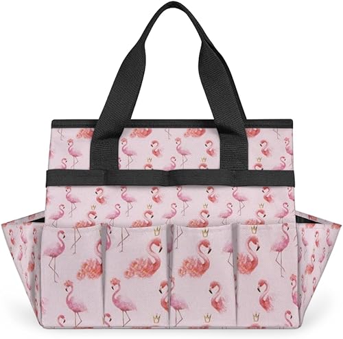 Flamingo Crown - Bolsa de herramientas de jardín para mujeres y hombres, bolsas de almacenamiento de herramientas de jardinería con 10 bolsillos,