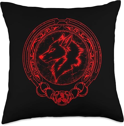 Miniatura 5 de Norse Wolf Fenrir Celtic Viking Norse Mythology Viking Fenrir Fenris Wolf Celtic Triskelion Symbol - Almohada (16 x 16 pulgadas), multicolor