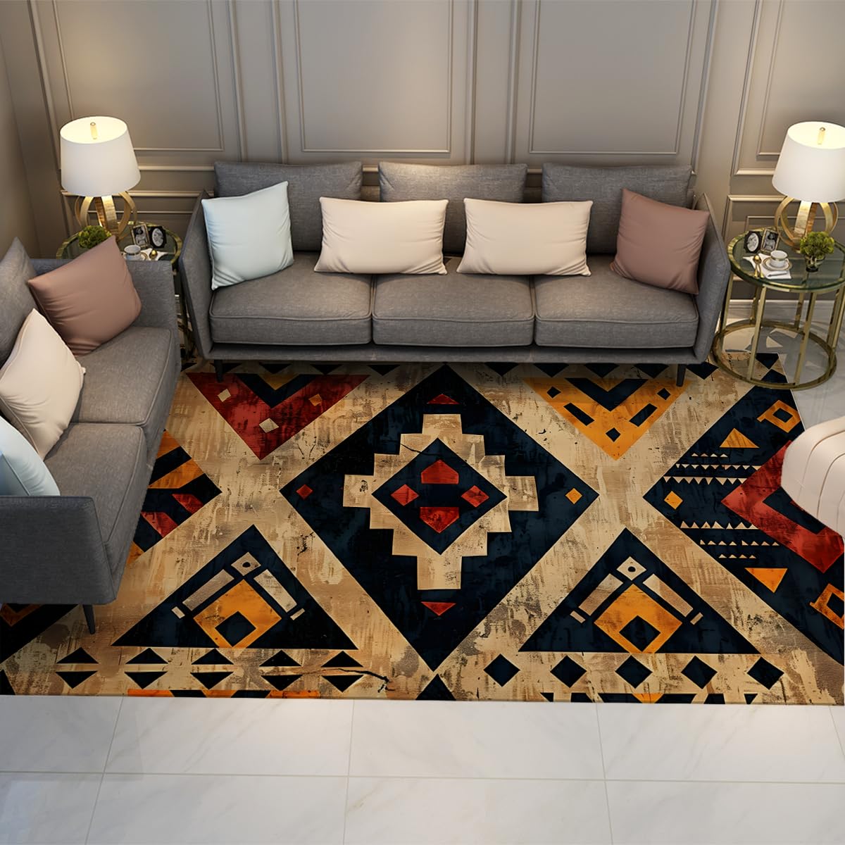 Tapis vintage bohème 180x240cm insufflez l'esprit voyage dans votre salon